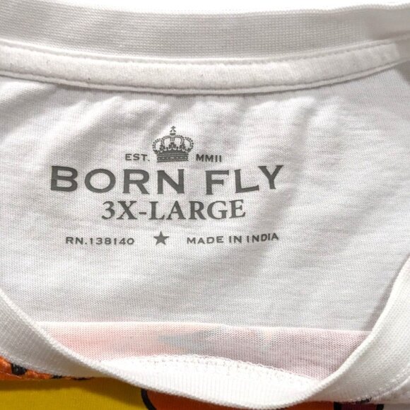 Born Fly T-Shirt Mens 3XL White All Over Print Graffiti Short Sleeve Crew Neck - Picture 4 of 7
